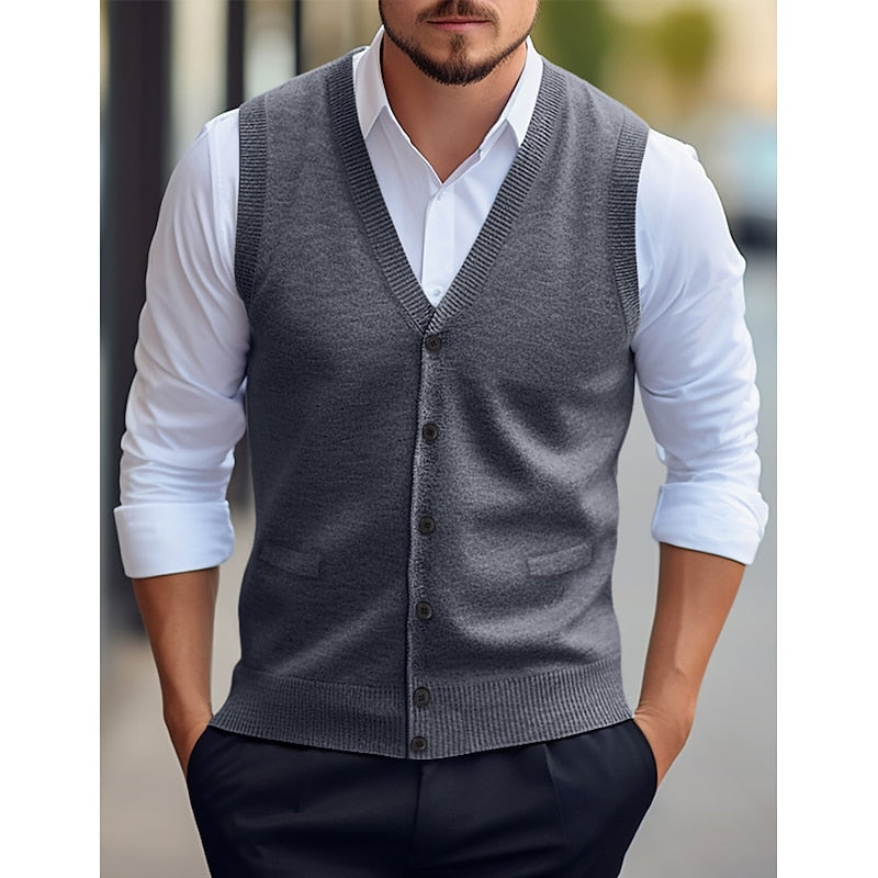 Leonard | Knappet V-Hals Sweater Vest