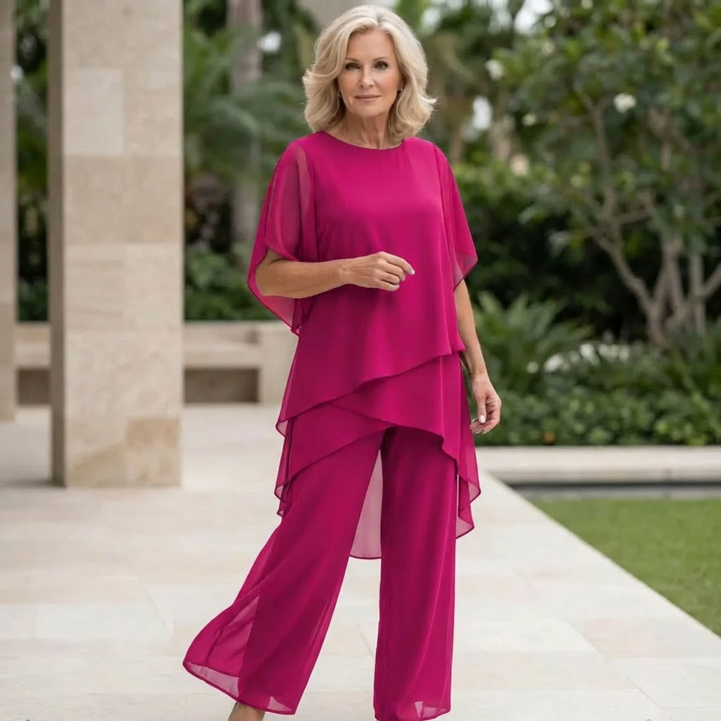 Valeria | Elegant Draperet Palazzo Bukser Sæt