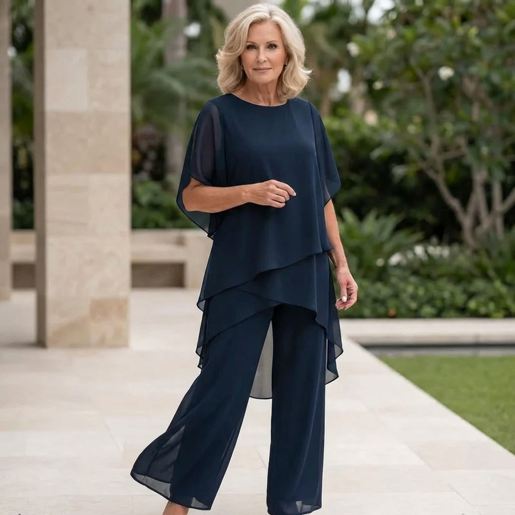 Valeria | Elegant Draperet Palazzo Bukser Sæt