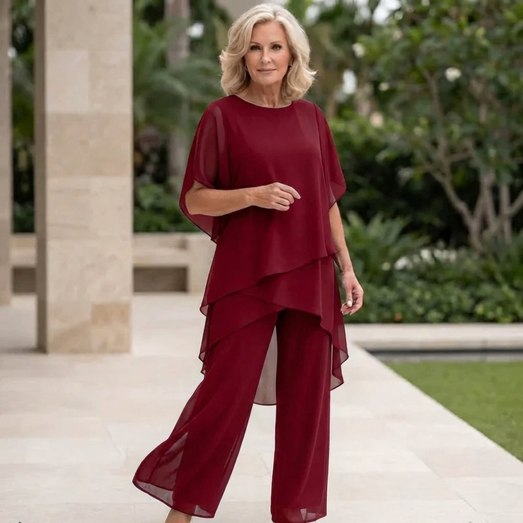 Valeria | Elegant Draperet Palazzo Bukser Sæt