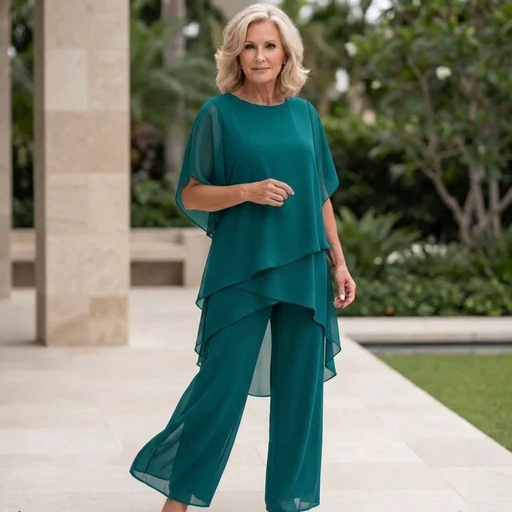 Valeria | Elegant Draperet Palazzo Bukser Sæt