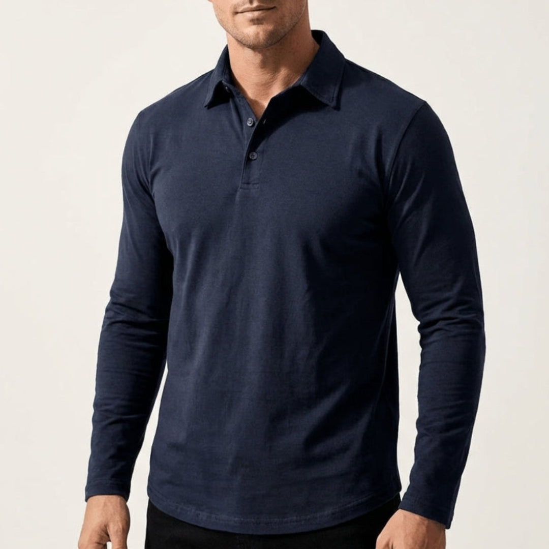 Andrei | Casual Langærmet Poloshirt med Krave
