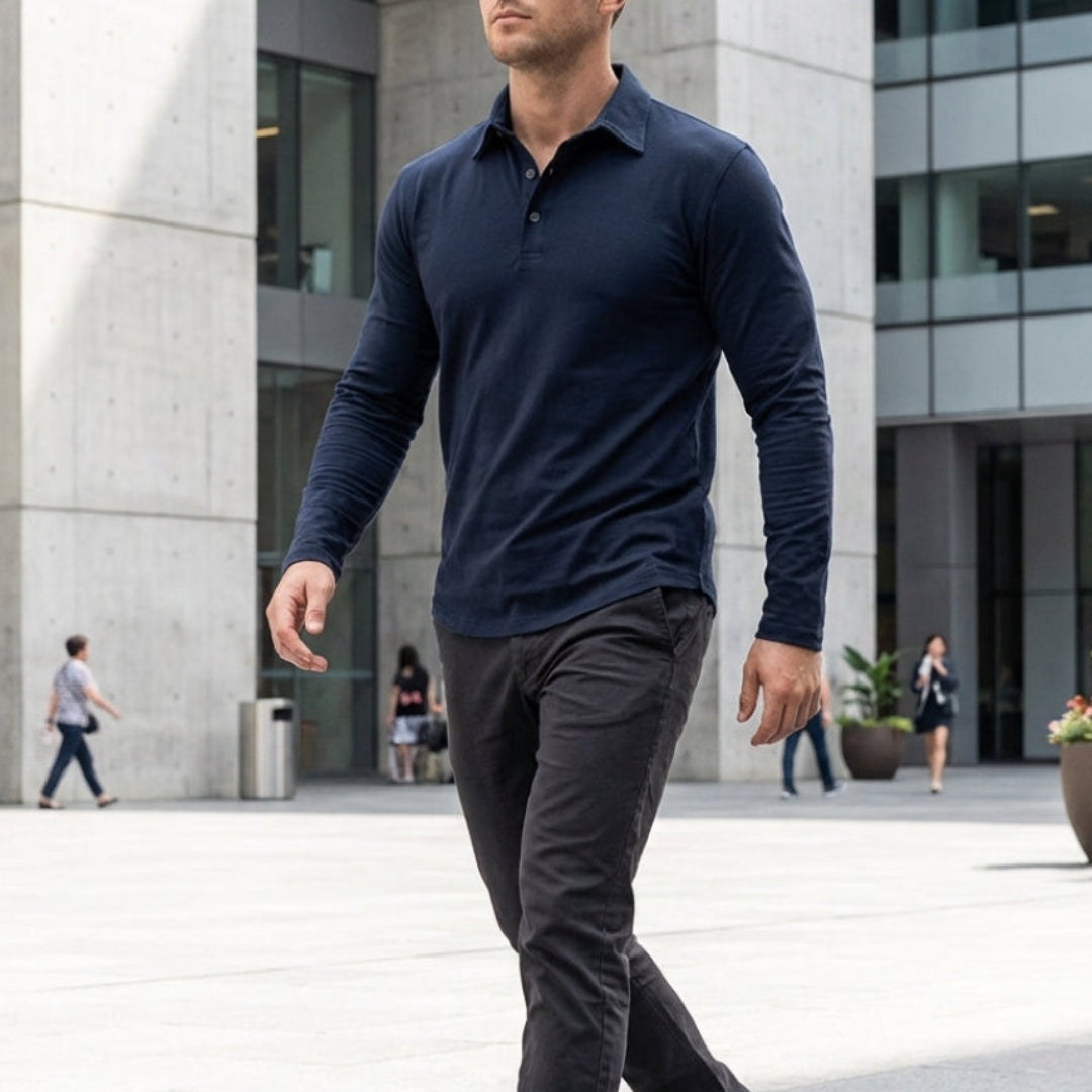 Andrei | Casual Langærmet Poloshirt med Krave