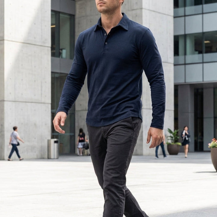 Andrei | Casual Langærmet Poloshirt med Krave