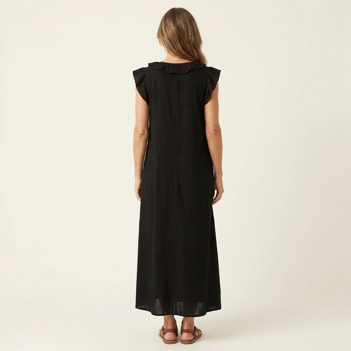 Arabella | Ruffle V-Neck Maxi Kjole