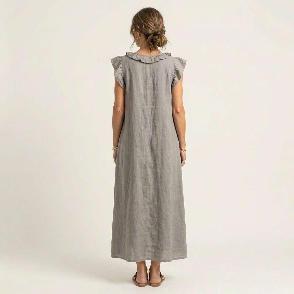 Arabella | Ruffle V-Neck Maxi Kjole