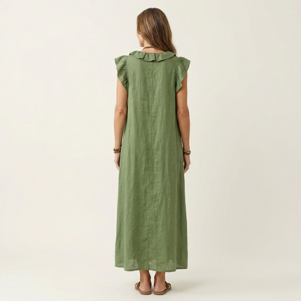 Arabella | Ruffle V-Neck Maxi Kjole
