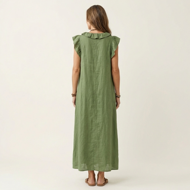 Arabella | Ruffle V-Neck Maxi Kjole