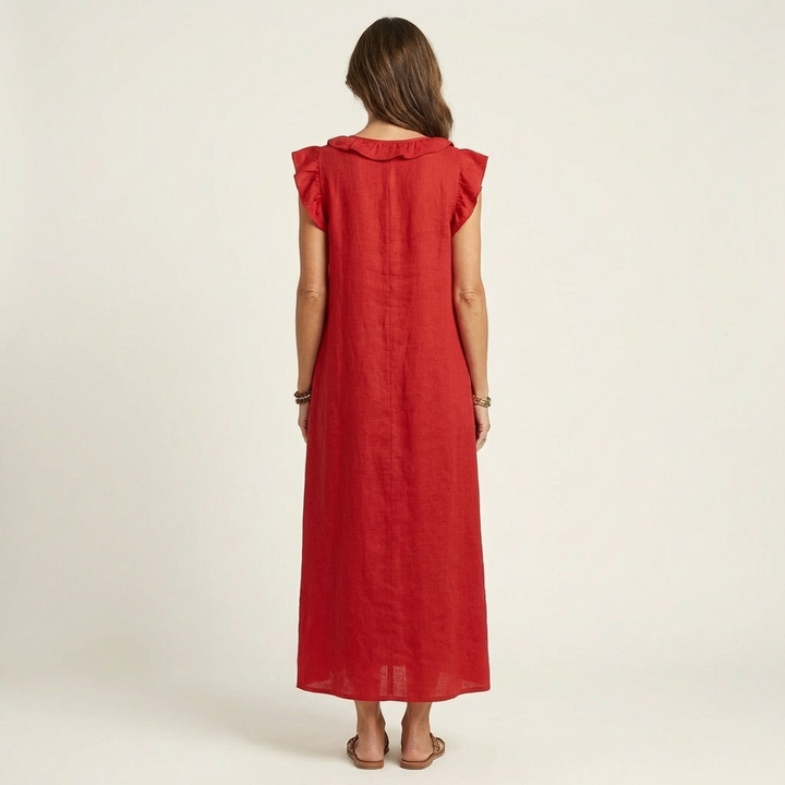 Arabella | Ruffle V-Neck Maxi Kjole
