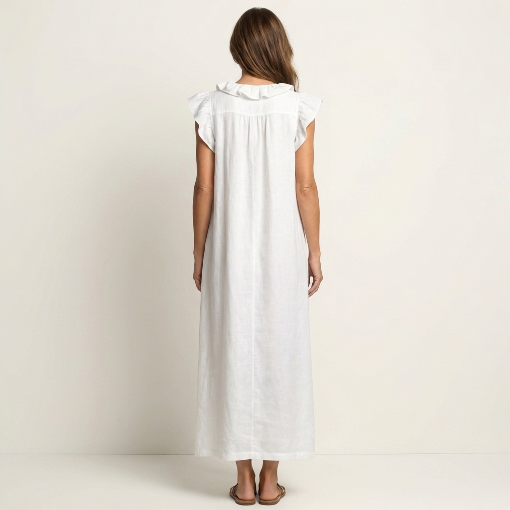 Arabella | Ruffle V-Neck Maxi Kjole