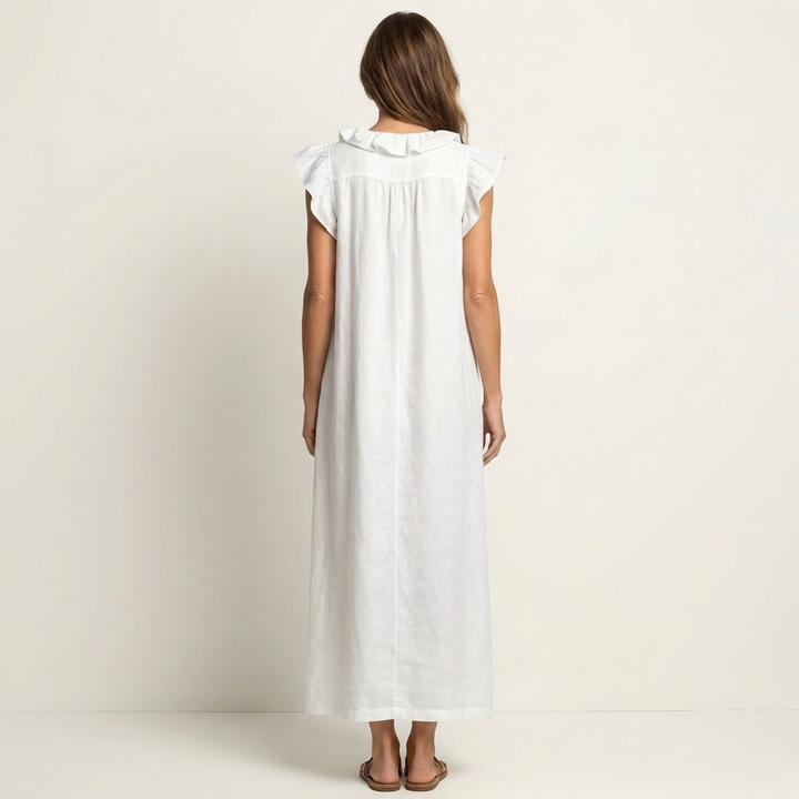 Arabella | Ruffle V-Neck Maxi Kjole