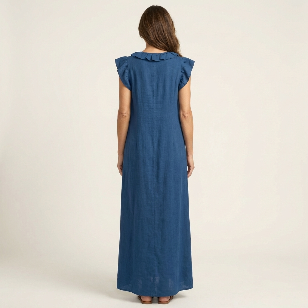 Arabella | Ruffle V-Neck Maxi Kjole