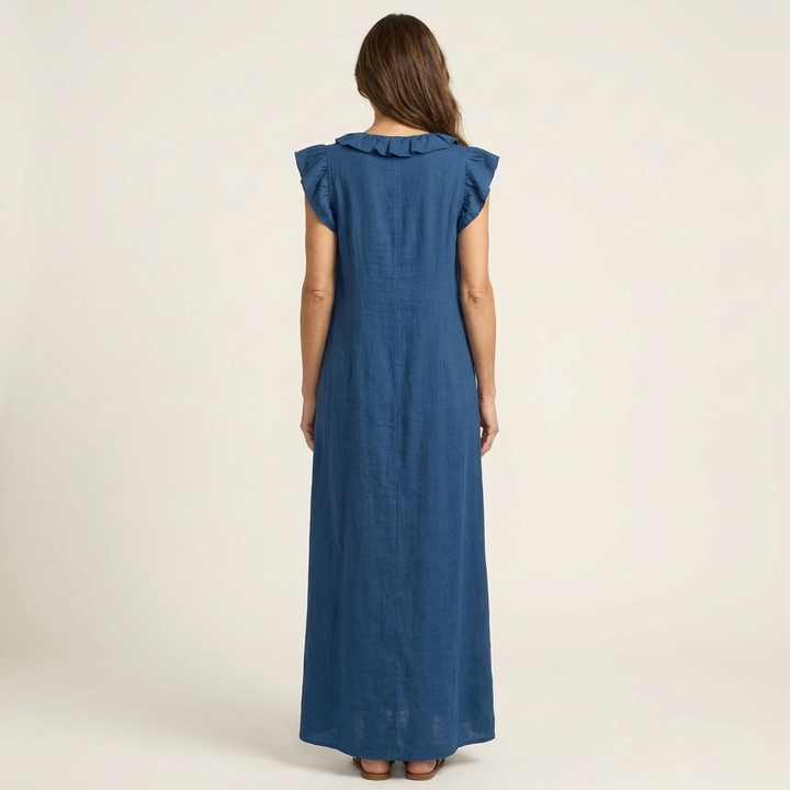 Arabella | Ruffle V-Neck Maxi Kjole
