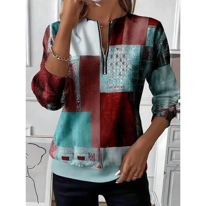Annabel | Half-Zip Farveblok Sweatshirt