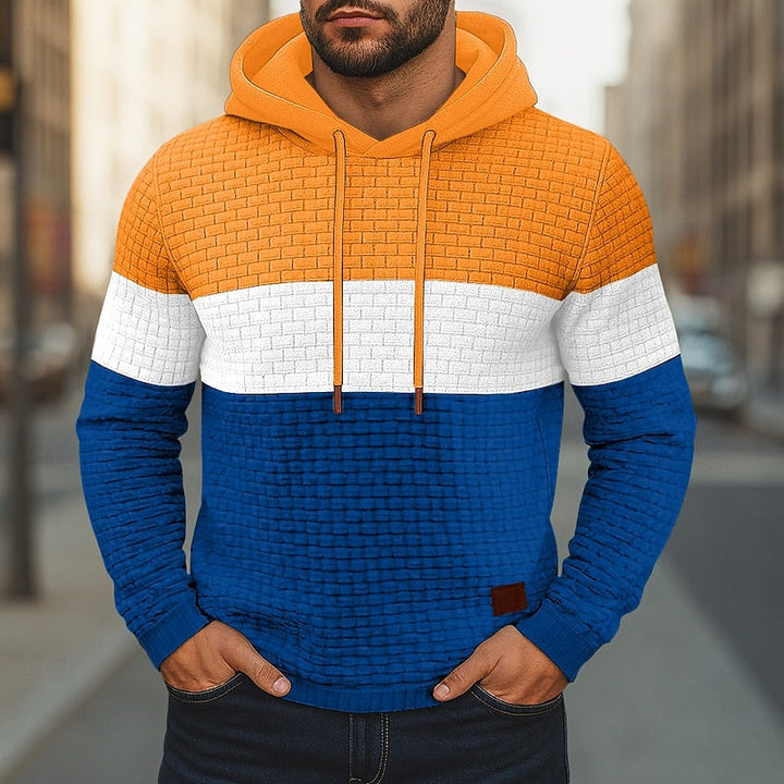 Hollis | Farveblok Tekstureret Hoodie