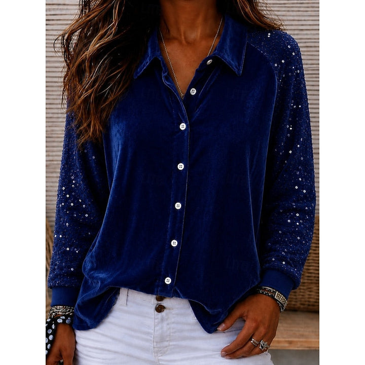 Meredith | Shimmer-Ærme Elegant Skjorte