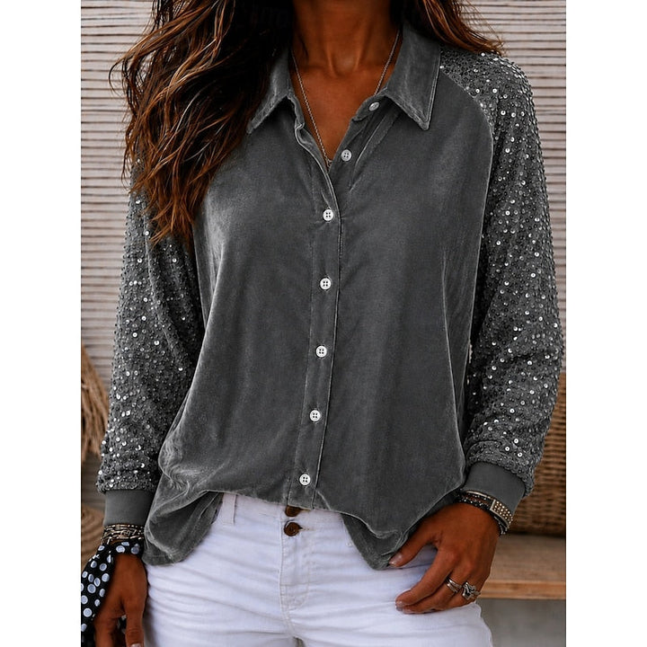 Meredith | Shimmer-Ærme Elegant Skjorte