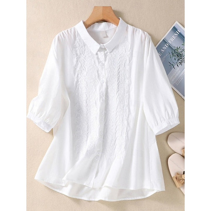 Paige | Broderet Peter Pan Krave Bluse