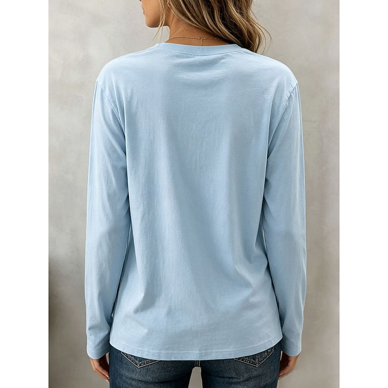 Rachel | Klassisk Langærmet Crew Neck Top