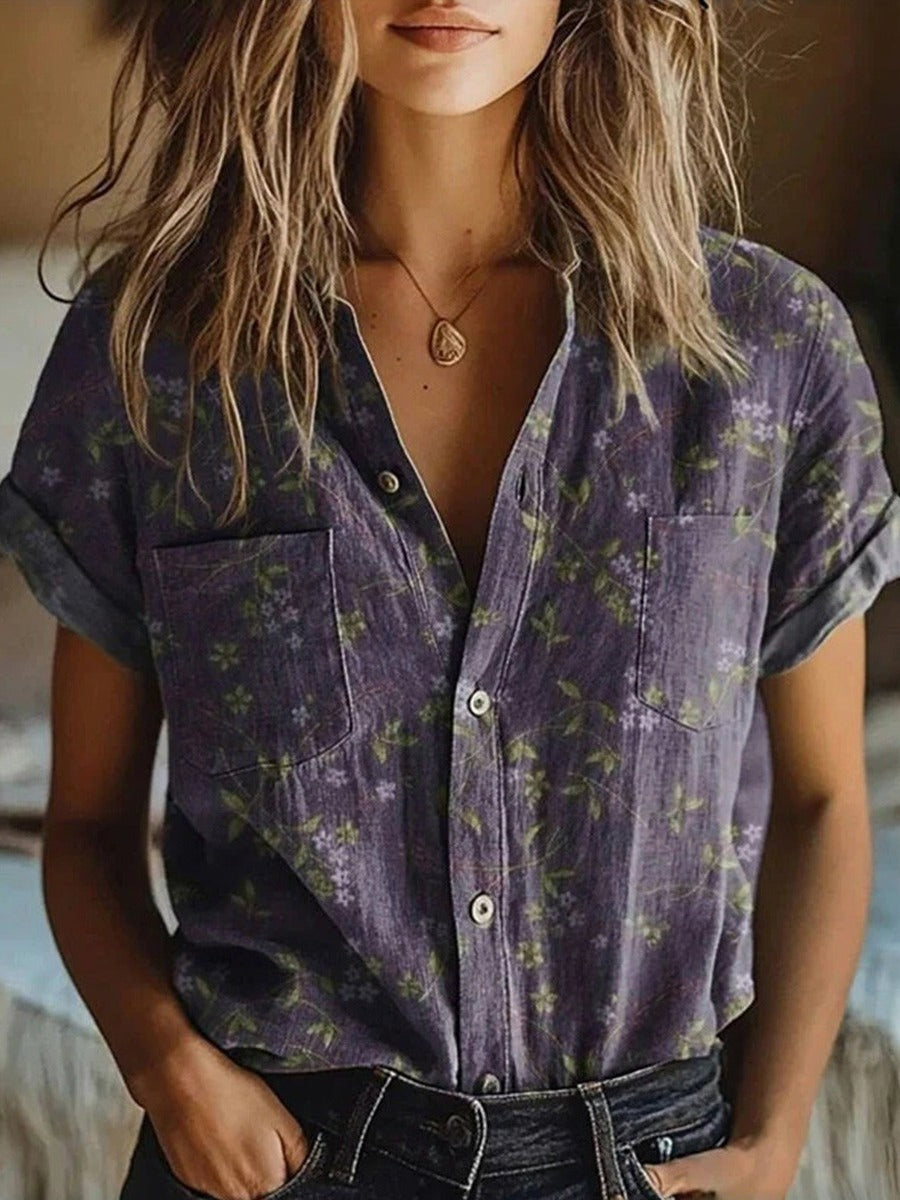 Marion | Blomster Kortærmet Bluse