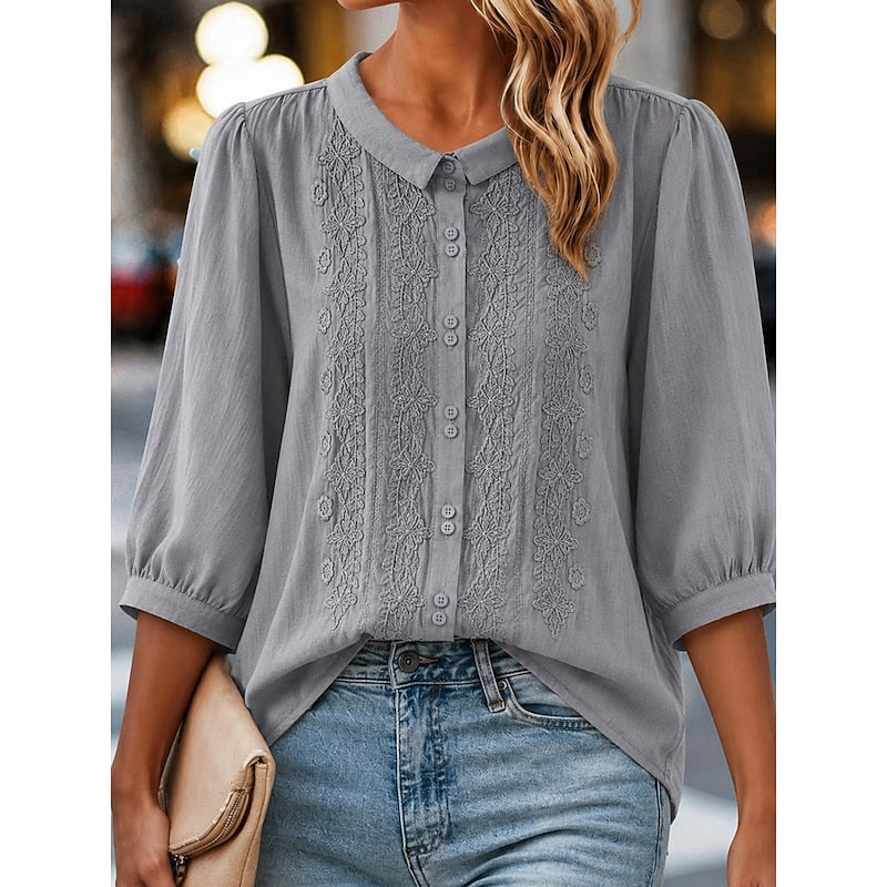 Paige | Broderet Peter Pan Krave Bluse