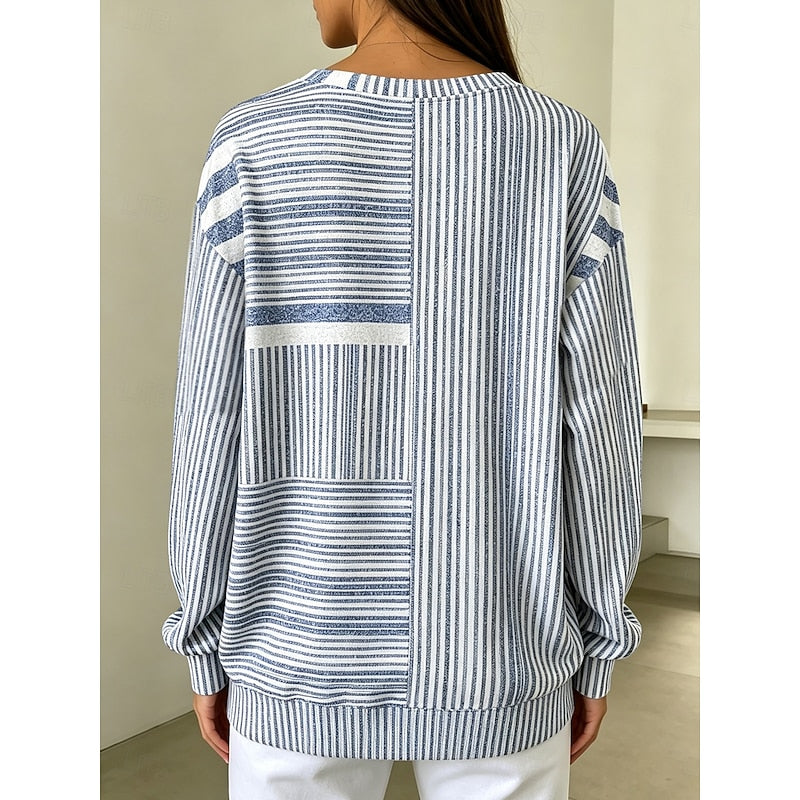Adelaide | Stribet Colorblock Crew Neck Sweatshirt