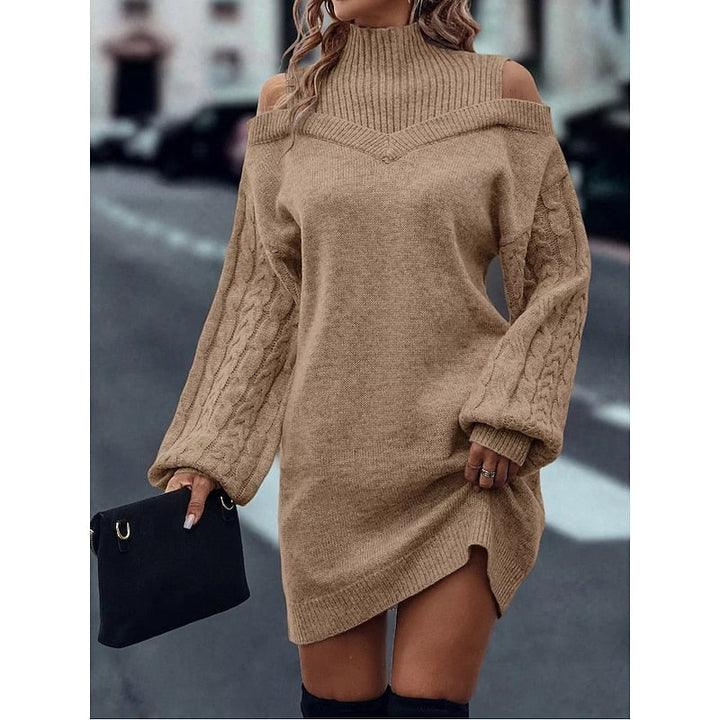 Winifred | Kold- skulder Turtleneck Sweater Kjole