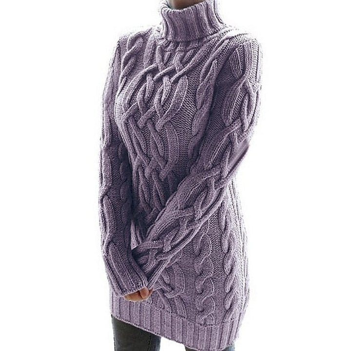 Thea | Kabelstrikket Turtleneck Sweater Kjole