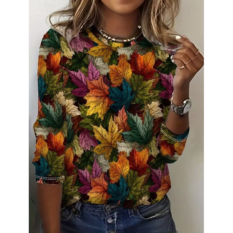 Penelope | Botanisk Print Langærmet Top