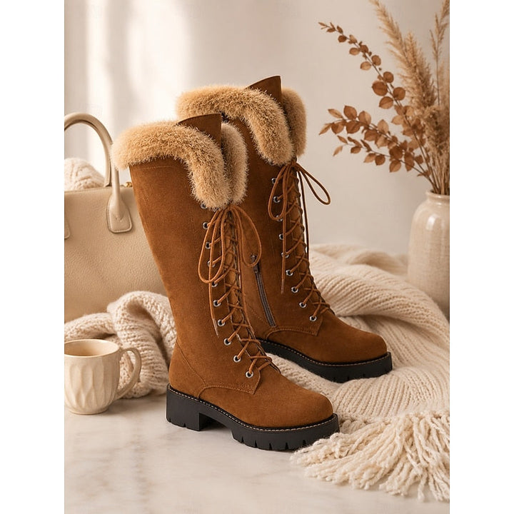 Aurelia | Cozy Lace-Up Knæhøje Vinterstøvler