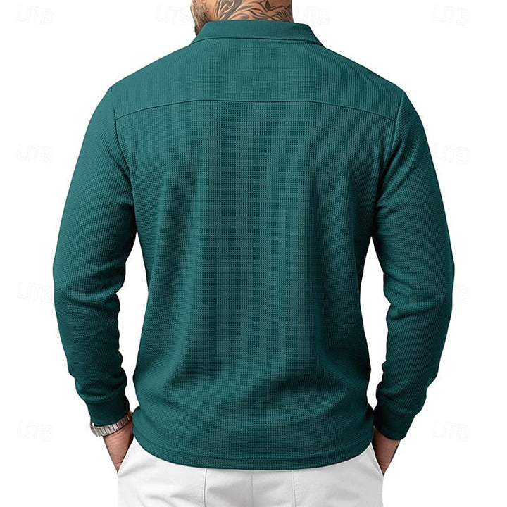 Quentin | Tekstureret Langærmet Polo Shirt