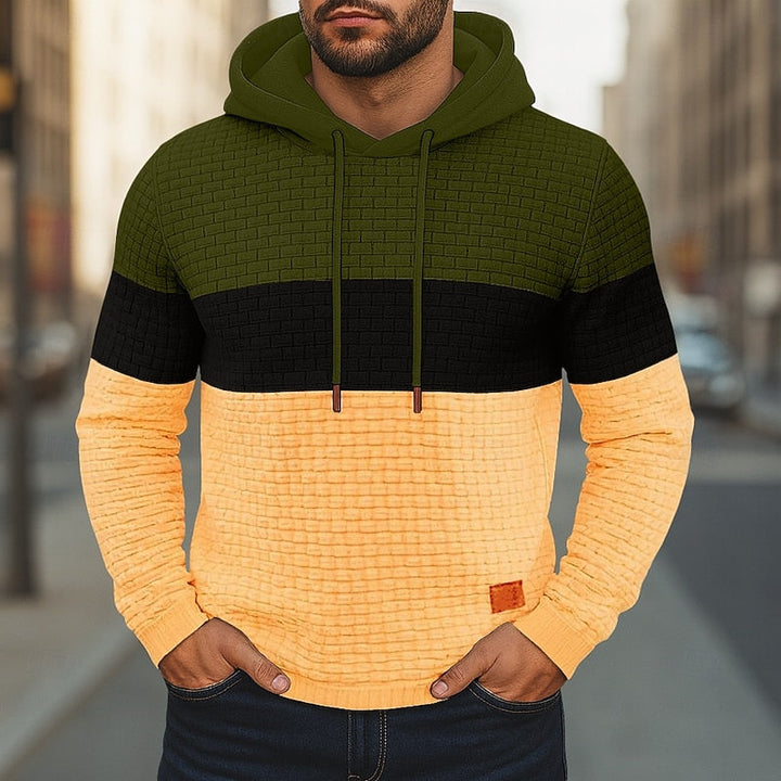 Hollis | Farveblok Tekstureret Hoodie