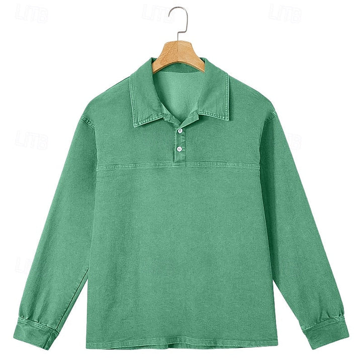 Gabriel | Vasket Langærmet Polo Shirt