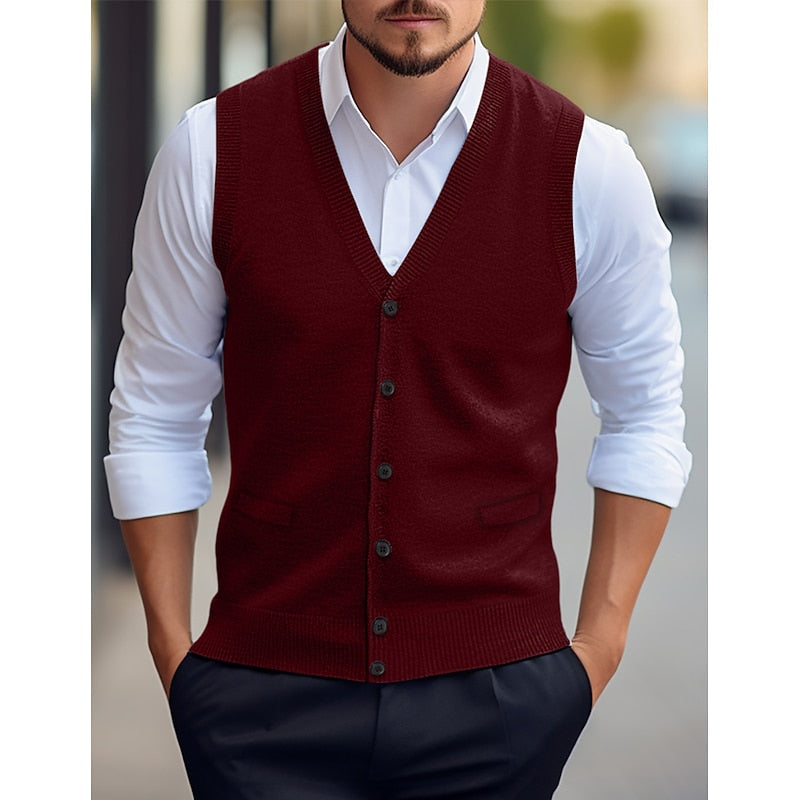 Leonard | Knappet V-Hals Sweater Vest