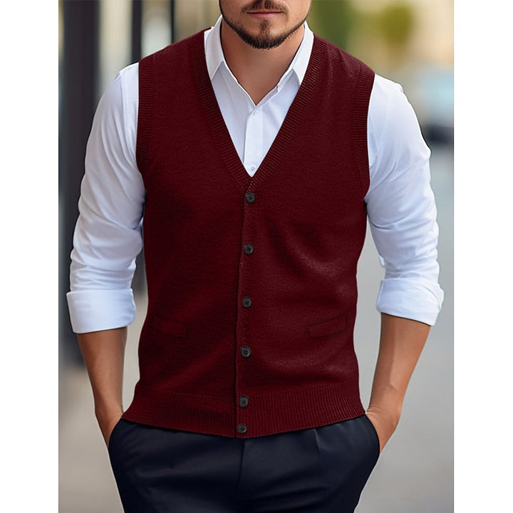 Leonard | Knappet V-Hals Sweater Vest