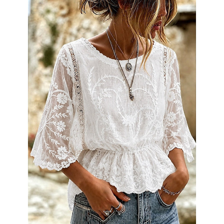 Sabrina | Broderet Peplum Bluse