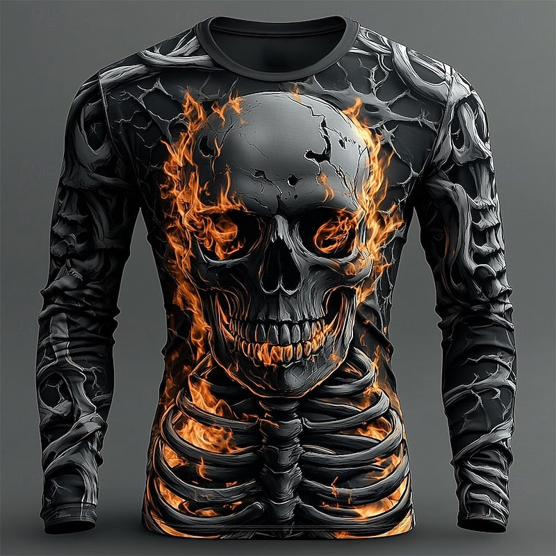 Jasper | Flamme Skelet Halloween Langærmet T-shirt