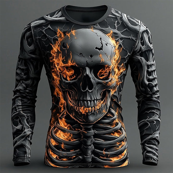 Jasper | Flamme Skelet Halloween Langærmet T-shirt