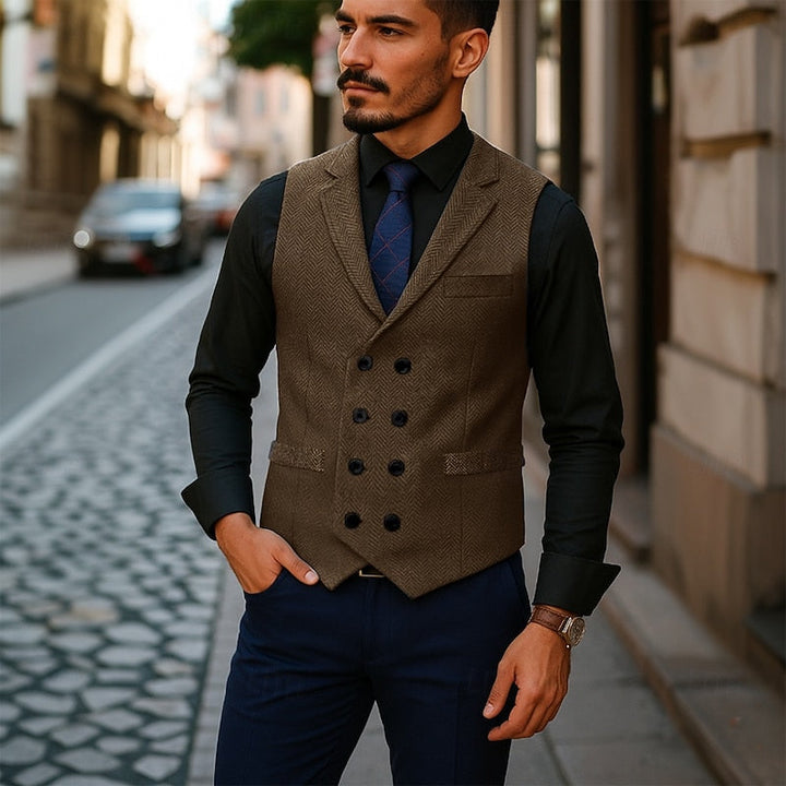 Bennett | Dobbeltradet Herringbone Vest