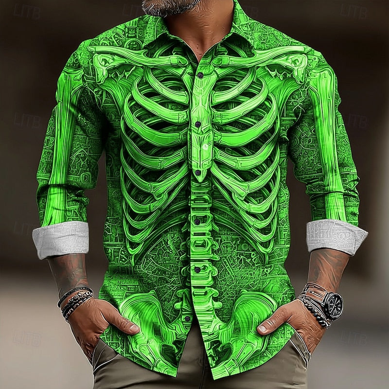 Ambrose | Halloween Skelet Button-Up Skjorte