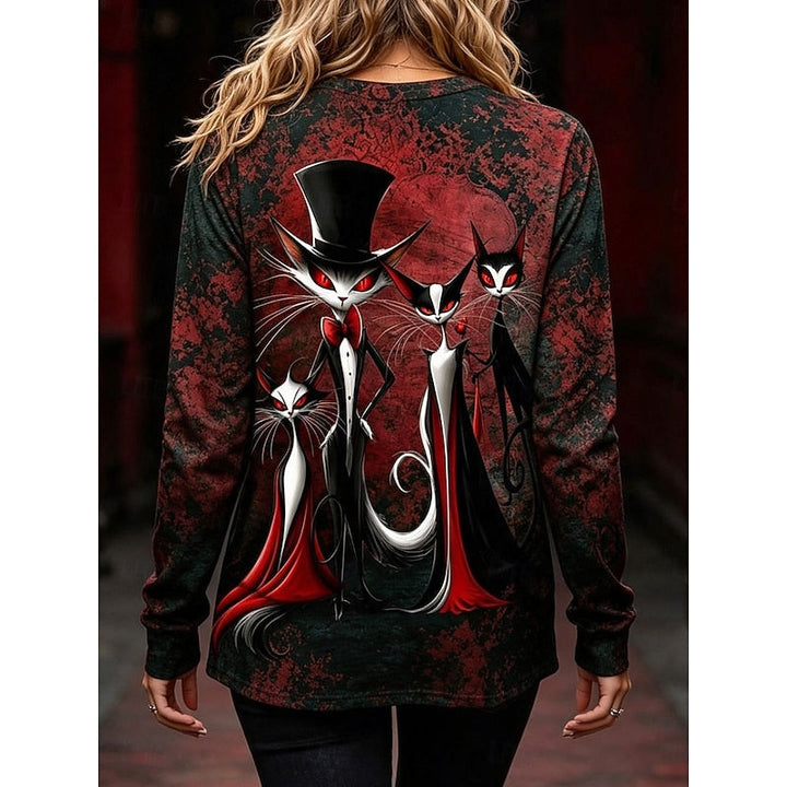 Katherine | Halloween Gothic Graphic Langærmet Top
