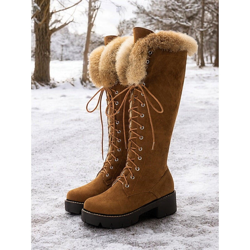 Aurelia | Cozy Lace-Up Knæhøje Vinterstøvler