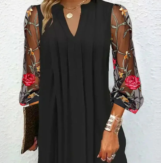Camille | Elegant Blomsterærme Kjole