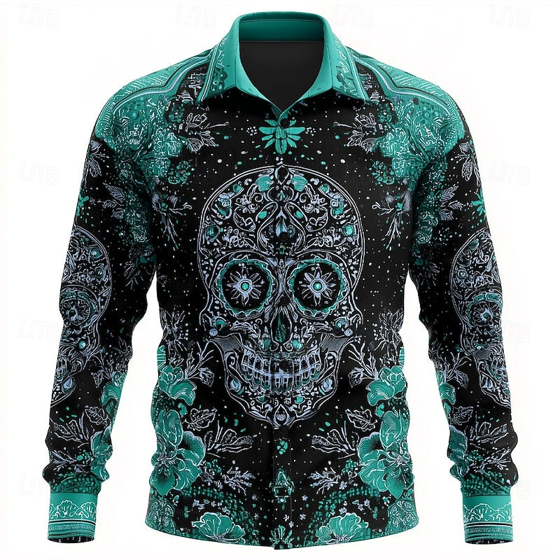 Dario | Halloween Skelet Skjorte med Knapper