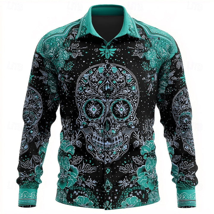Dario | Halloween Skelet Skjorte med Knapper