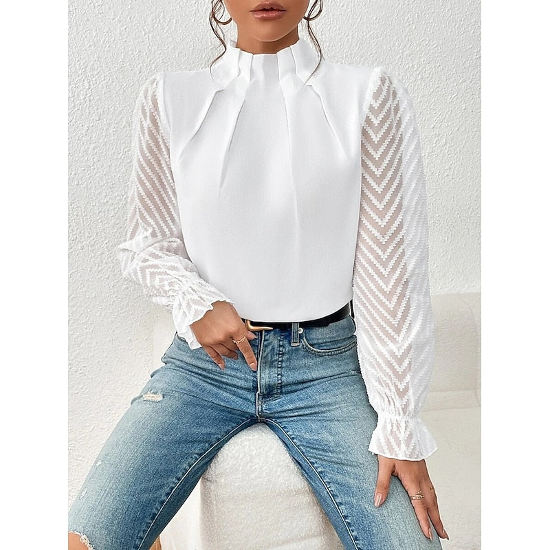 Elspeth | Elegant Højhalset Bluse