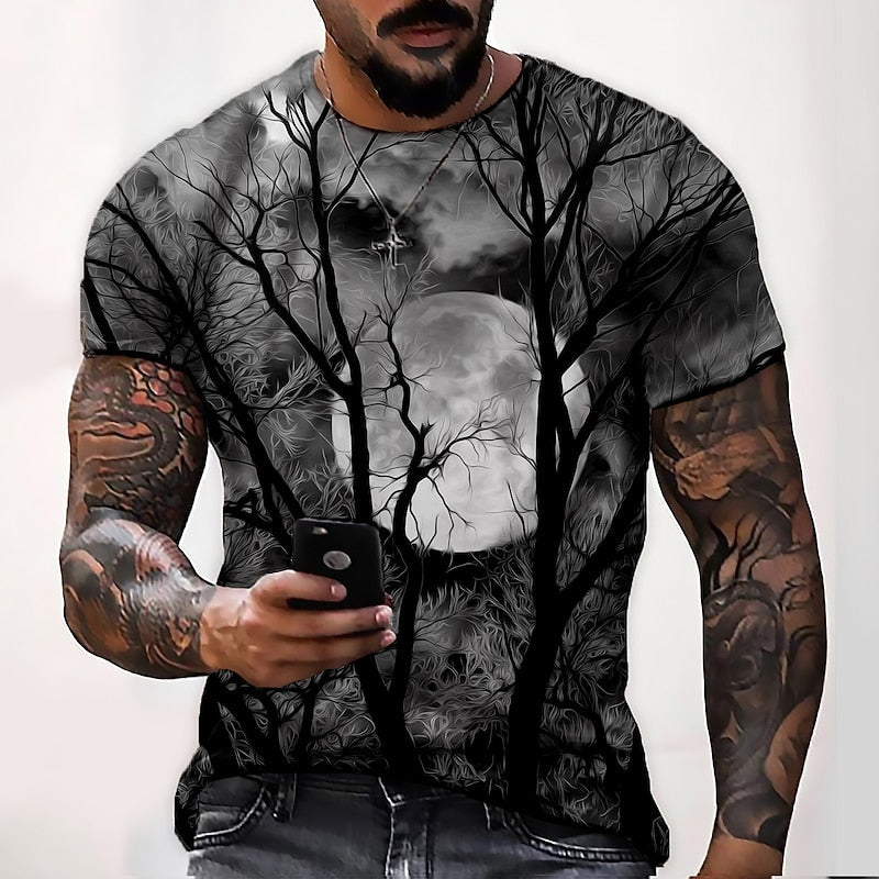 Jonah | Halloween Måne Grafisk Crew Neck T-Shirt