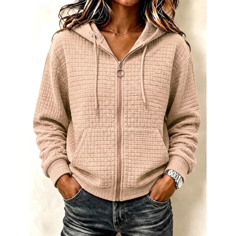 Kathryn | Tekstureret Zip-Up Hoodie
