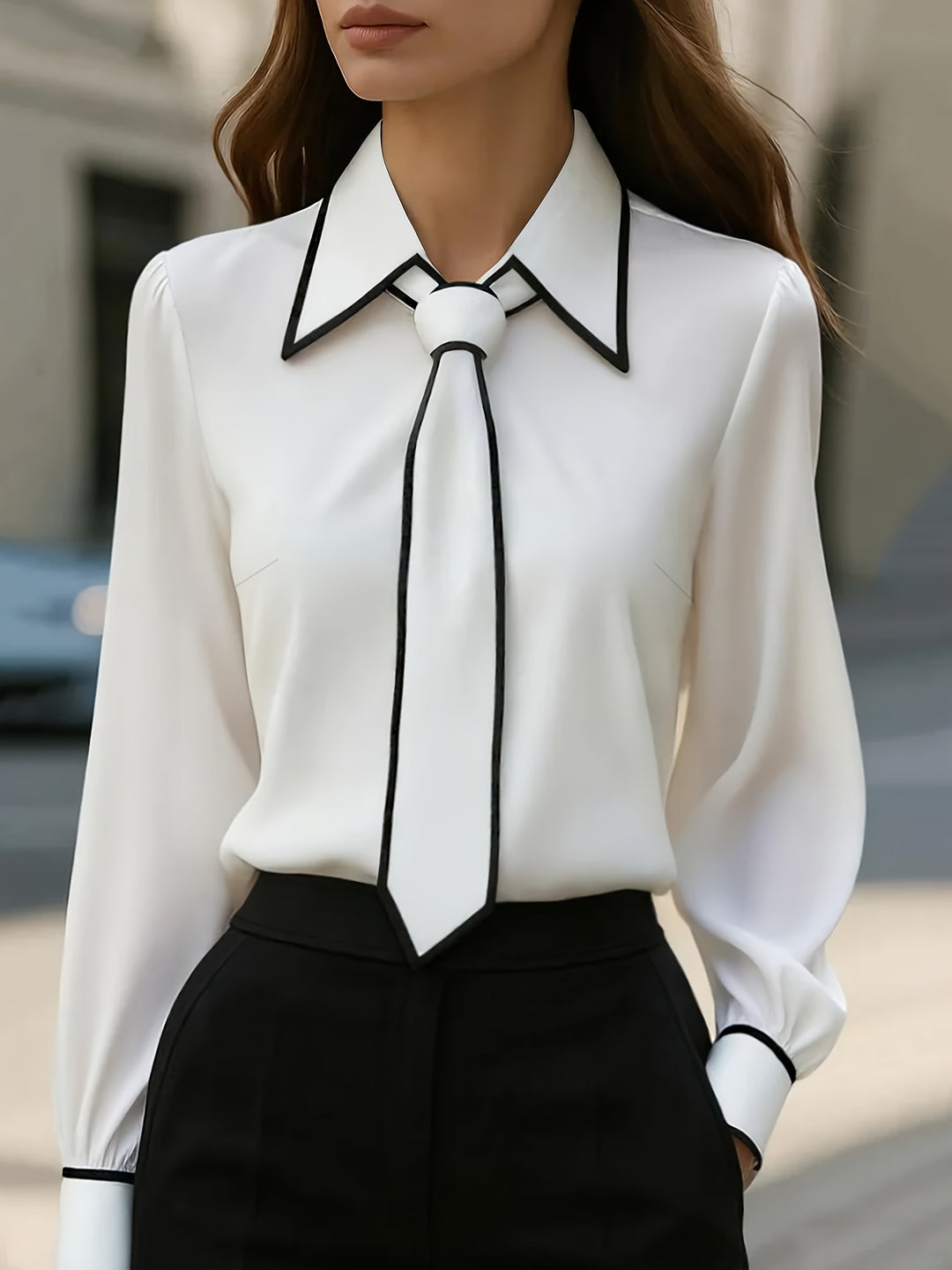 Adelina | Kontrast Slips Bluse