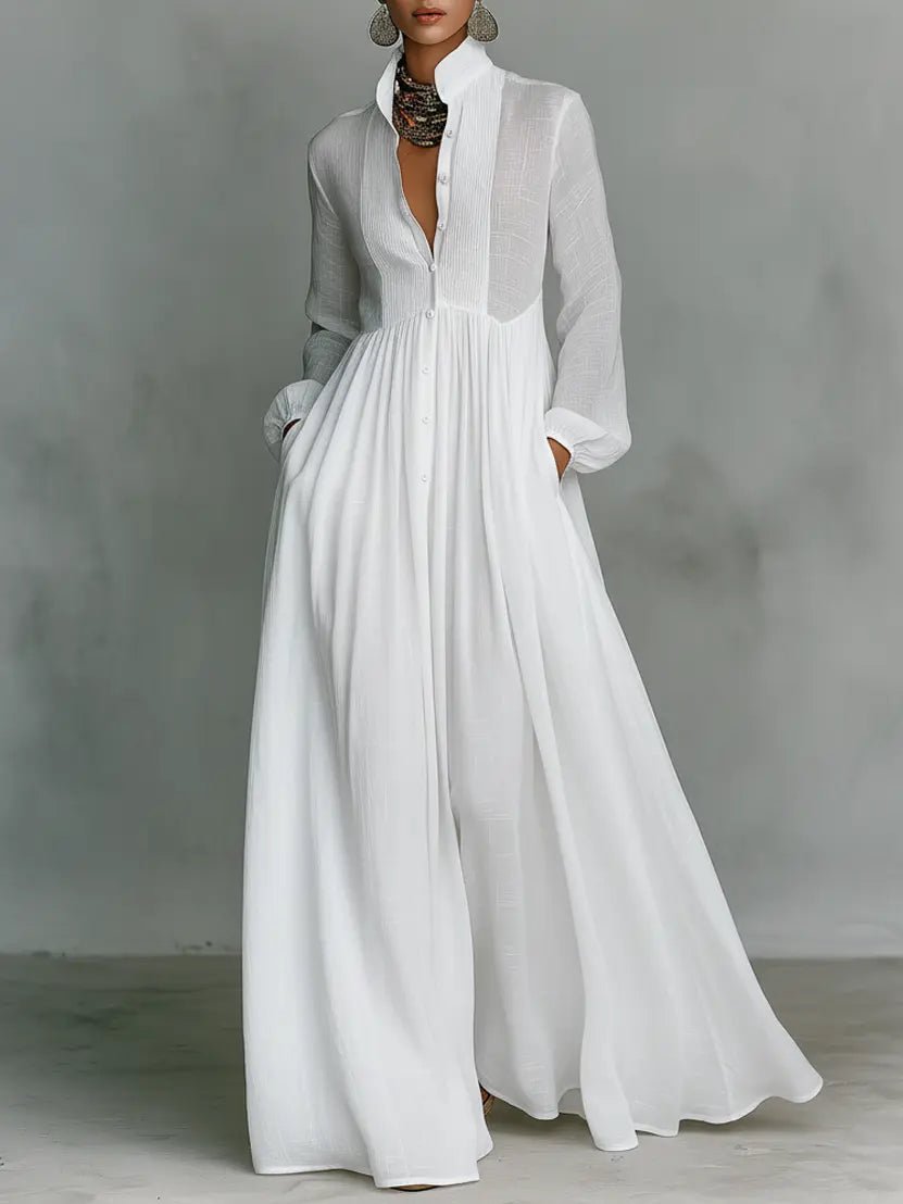 Claire | Flydende Knap-Front Maxi Kjole